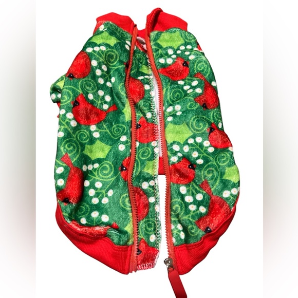 NWT LovinPet Dog Flannel Sweaters Jacket Outfit Green Cardinal Pattern Small - Picture 7 of 15